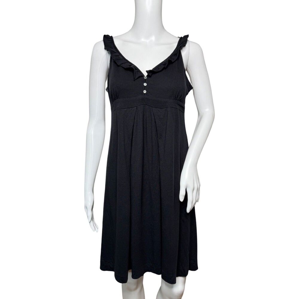 Lucky Brand Dress Womens Medium Black Jersey Knit Mini‎ Ruffle Neutral Feminine